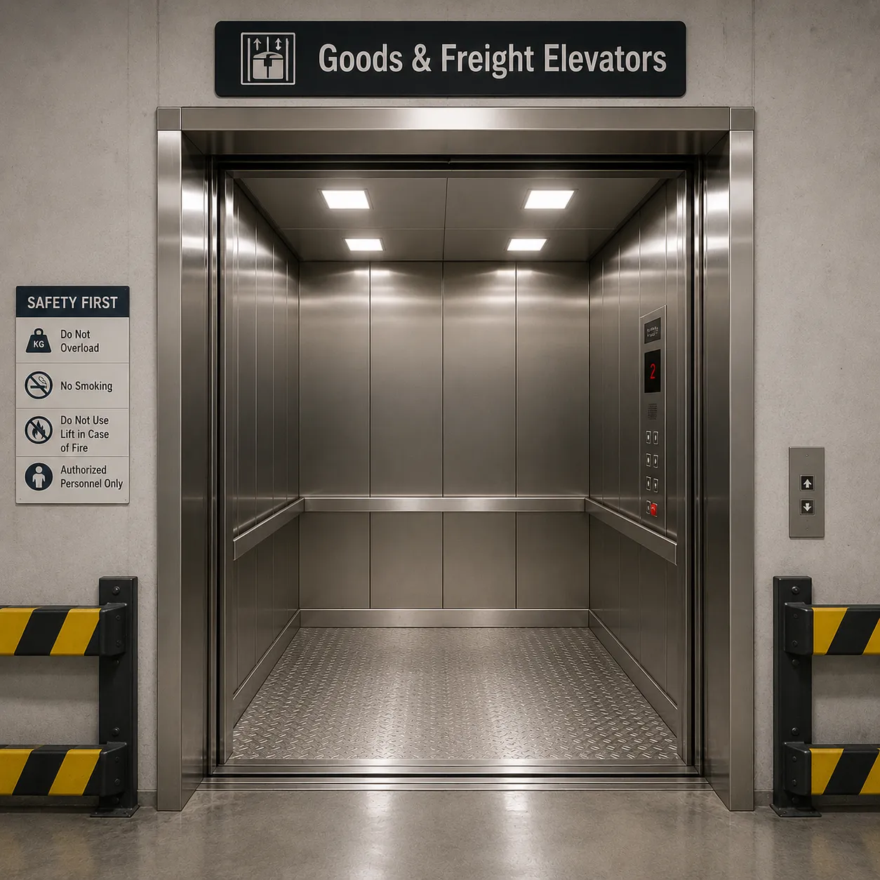 Heavy freight cargo elevator loading